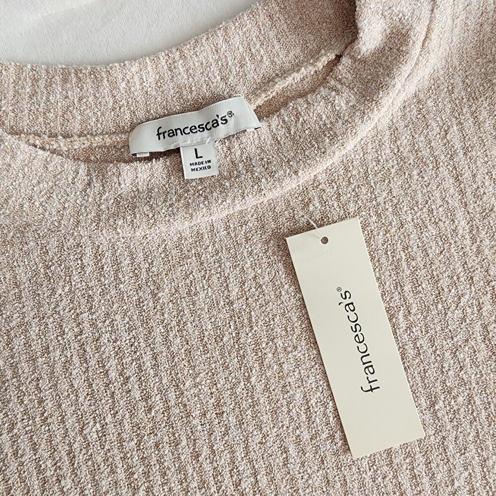 Francesca’s Bodysuit Women's L NEW Mock Neck Long Sleeve - Heather Oat - Picture 4 of 9